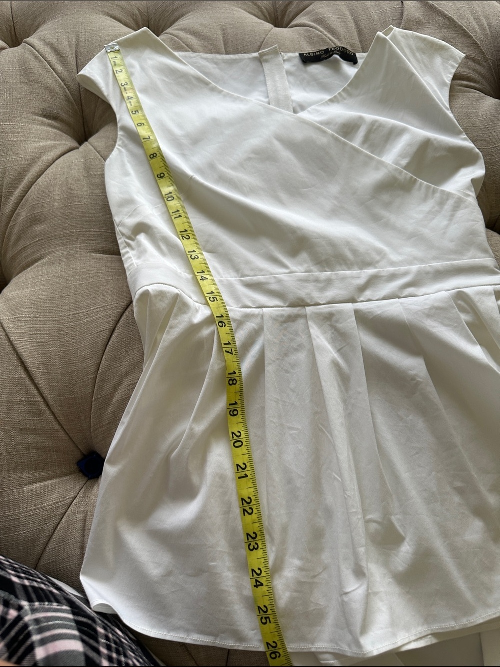 Albino Teodoro Women’s Cream Wrap-Front Blouse with Tie Waist - Picture 8 of 8